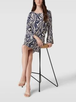 MORE&MORE Knielanges Kleid Mit Grafischem Allover-Muster In Marineblau