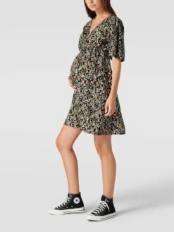 Mamalicious Knielanges Umstands-Kleid Mit Elastischem Tailleneinsatz In Schwarz