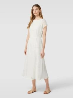 S.Oliver BLACK LABEL Knielanges Kleid Mit Lochstickmuster In Weiß