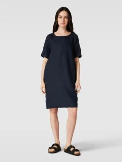 Marc O'Polo Knielanges Kleid Aus Leinen In Marineblau
