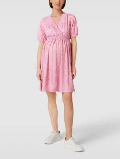 Mamalicious Umstands-Kleid Mit Smok-Details Modell 'Amaya Tess' In Pink