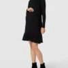 Mamalicious Umstands-Kleid In Ripp-Optik Modell 'MLrosina Jersey Dress' In Schwarz
