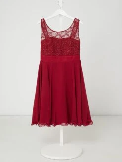 Kleid Mit Paillettenbesatz In Kirschrot