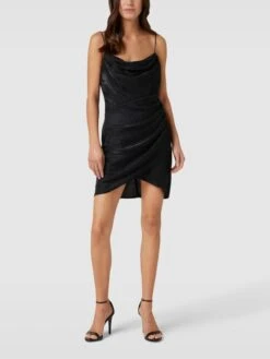 Cocktail-Kleid Mit Wasserfall-Ausschnitt In Schwarz