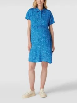 Mamalicious Knielanges Umstands-Kleid Mit Polka Dots Modell 'mercey Lia' In Bleu