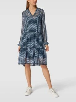 MARC CAIN Knielanges Kleid Mit Allover-Muster In Schwarz