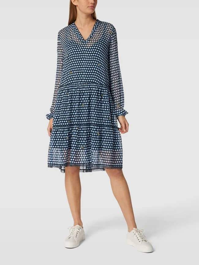 MARC CAIN Knielanges Kleid Mit Allover-Muster In Schwarz 3 MARC CAIN Knielanges Kleid Mit Allover-Muster In Schwarz