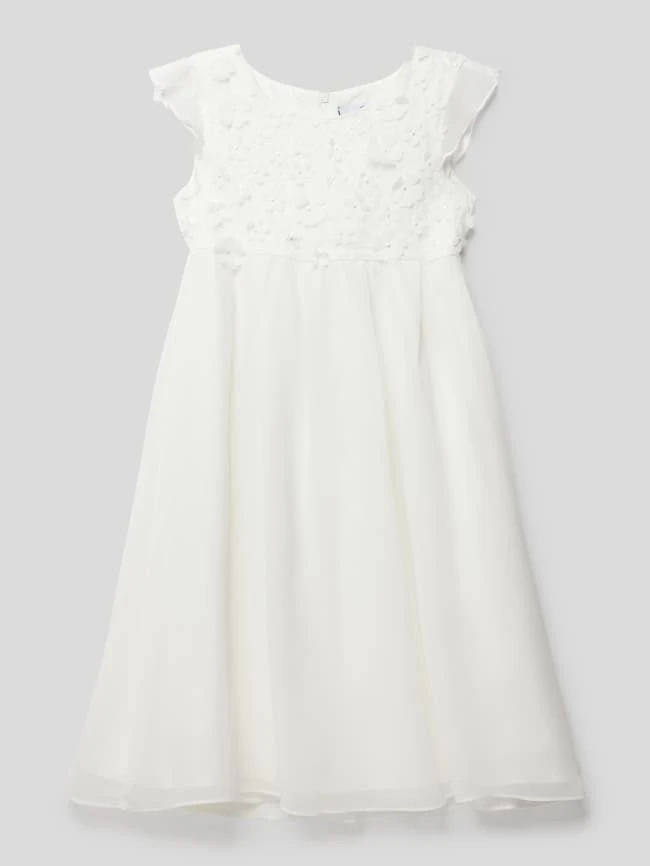 Kleid Mit Floralem Zierbesatz In Ecru 3 Kleid Mit Floralem Zierbesatz In Ecru