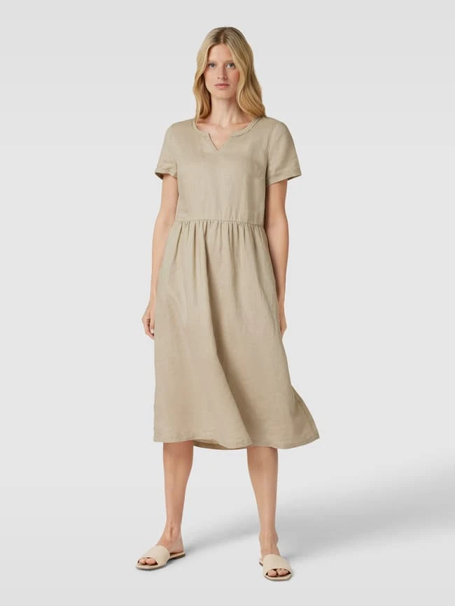 Knielanges Kleid Aus Leinen In Sand 6 Knielanges Kleid Aus Leinen In Sand – Bild 4