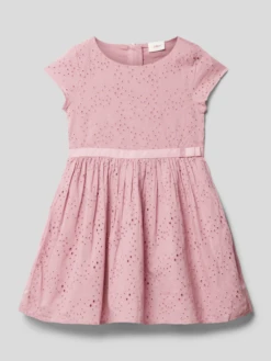 Kleid Mit Lochstickerei In Hellrosa