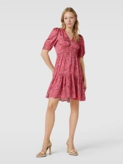 BOSS ORANGE Knielanges Kleid Aus Viskose Mit Allover-Muster Modell 'Dizziano' In Pink