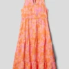 Kleid Aus Viskose Mit Allover-Muster In Orange