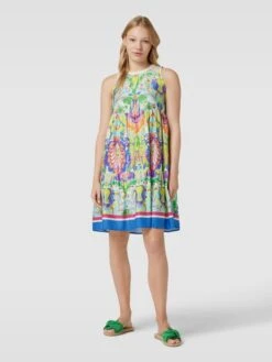 Emily Van Den Bergh Knielanges Kleid Aus Baumwolle Mit Allover-Muster In Gelb