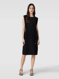 S.Oliver BLACK LABEL Knielanges Kleid Mit Plisseefalten In Schwarz