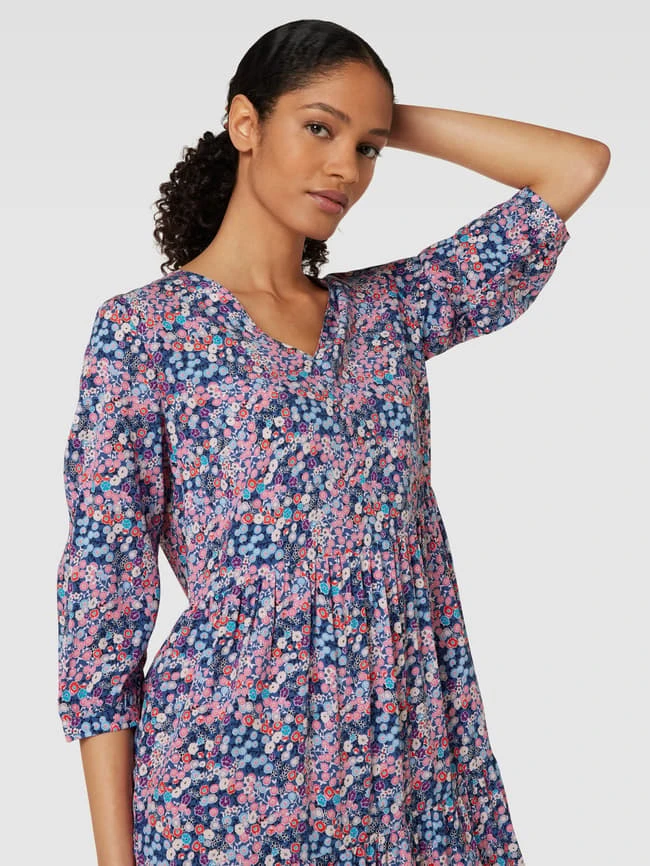 Knielanges Kleid Aus Viskose Mit Floralem Muster In Graphit 5 Knielanges Kleid Aus Viskose Mit Floralem Muster In Graphit – Bild 3