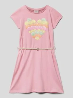 T-Shirt-Kleid Aus Baumwolle Mit Motiv-Print In Hellrosa