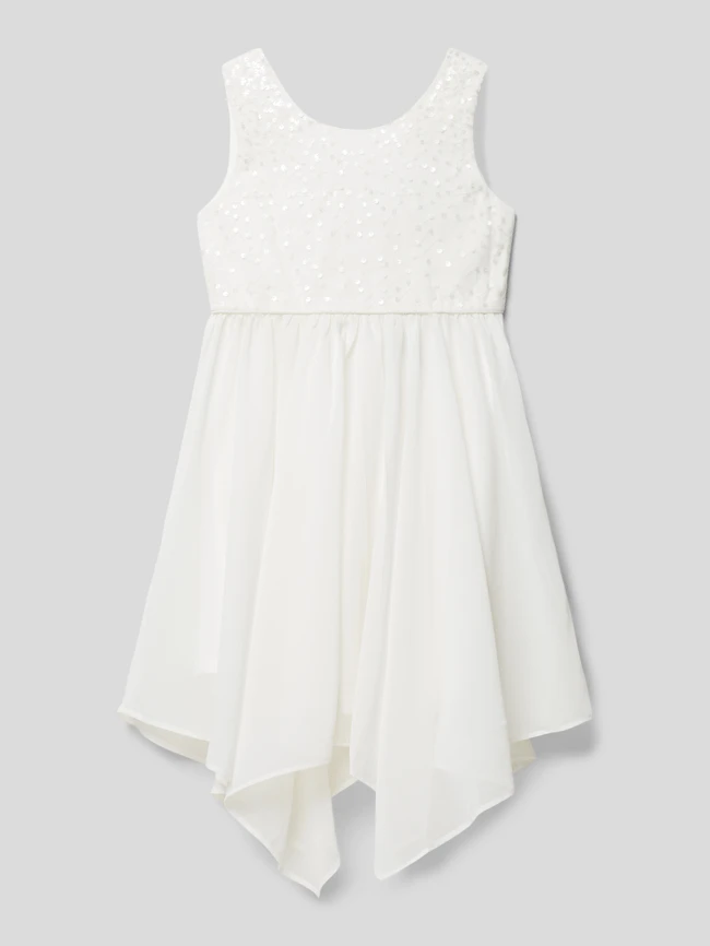 Kleid Mit Paillettenbesatz In Ecru 3 Kleid Mit Paillettenbesatz In Ecru