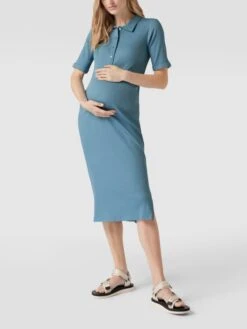 Mamalicious Umstands-Kleid Mit Rippenstruktur In Rauchblau