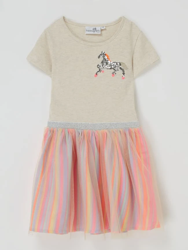 Kleid Mit Pailletten-Motiv In Sand Meliert 3 Kleid Mit Pailletten-Motiv In Sand Meliert