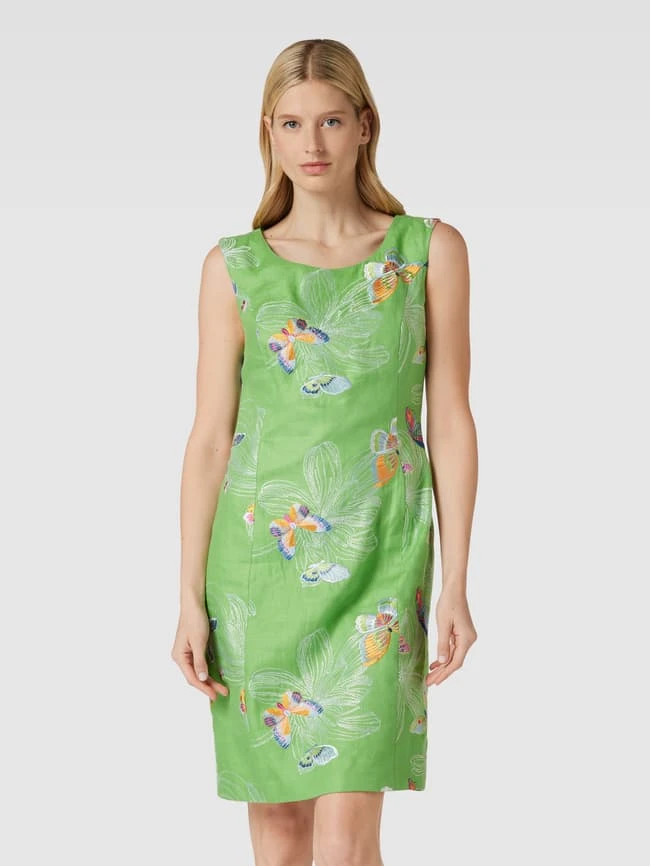 White Label Knielanges Kleid Aus Leinen Mit Motiv-Print In Lindgrün 6 White Label Knielanges Kleid Aus Leinen Mit Motiv-Print In Lindgrün – Bild 4