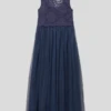 Kleid Mit Spitzenbesatz In Marineblau