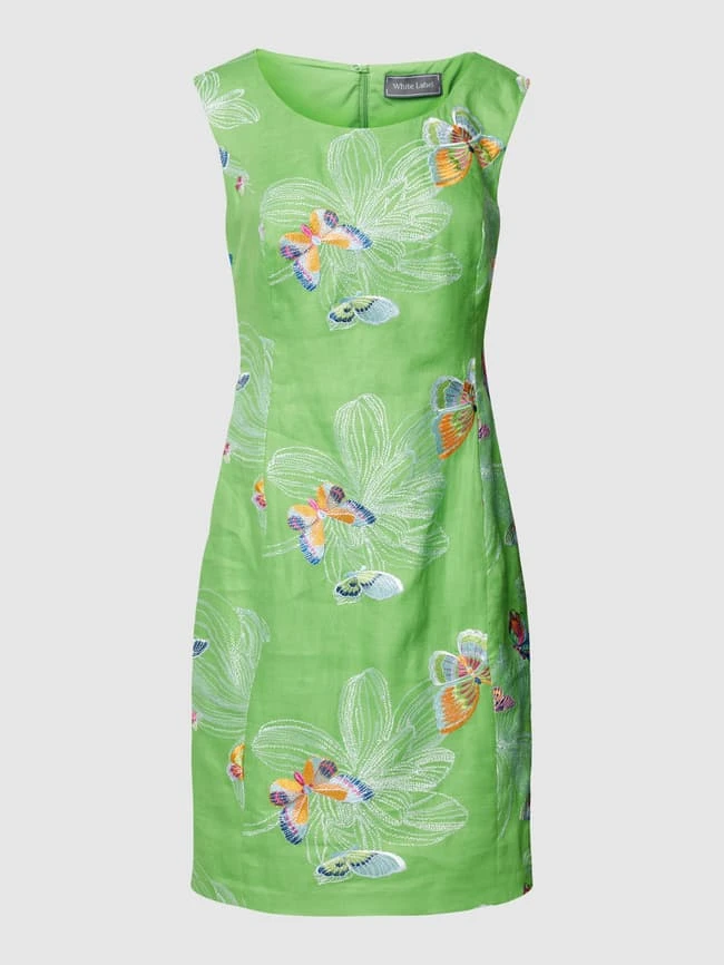 White Label Knielanges Kleid Aus Leinen Mit Motiv-Print In Lindgrün 4 White Label Knielanges Kleid Aus Leinen Mit Motiv-Print In Lindgrün – Bild 2