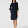 Knielanges Kleid Mit 3/4 Arm Modell 'AMBRA' In Marineblau