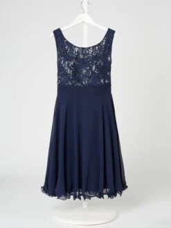 Kleid Aus Spitze Und Chiffon Mit Glitter-Effektin Marineblau