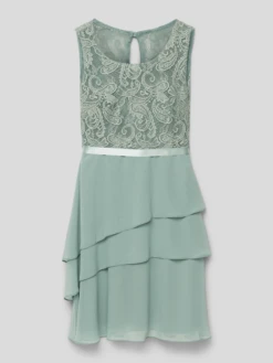 Kleid Mit Spitzenbesatz In Mint