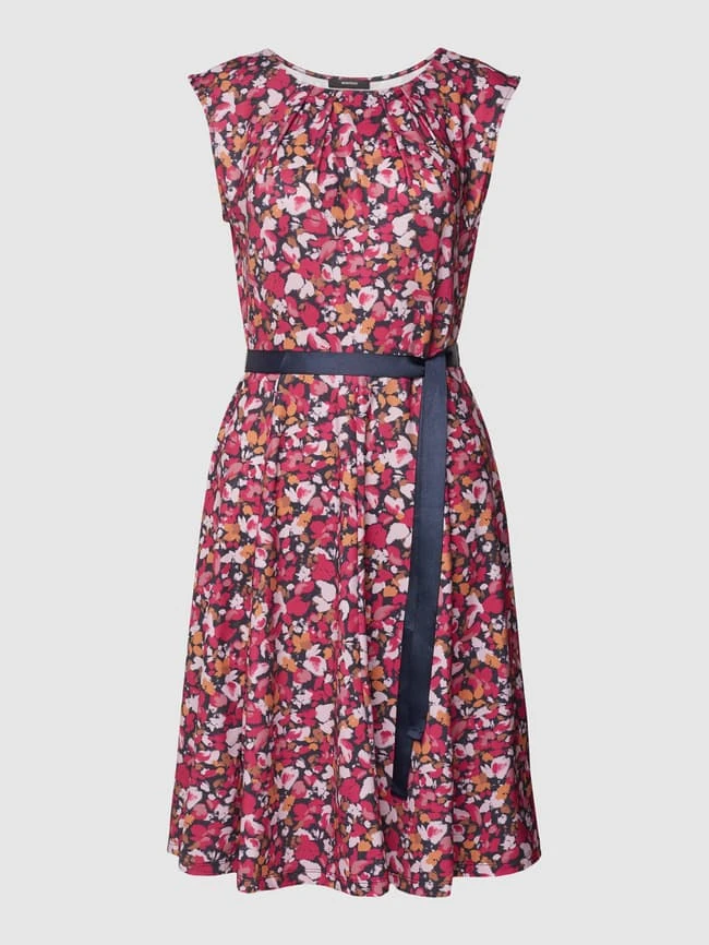 Knielanges Kleid Mit Allover-Muster In Marineblau 4 Knielanges Kleid Mit Allover-Muster In Marineblau – Bild 2