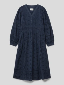 Scotch & Soda Kleid Mit Floralen Lochstickereien In Marineblau