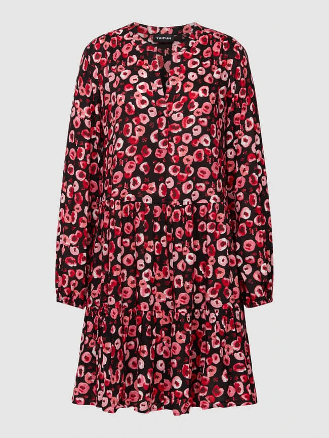 Taifun Knielanges Kleid Mit Floralem Muster In Schwarz 4 Taifun Knielanges Kleid Mit Floralem Muster In Schwarz – Bild 2