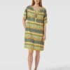 Knielanges Kleid Mit Allover-Muster In Grasgrün