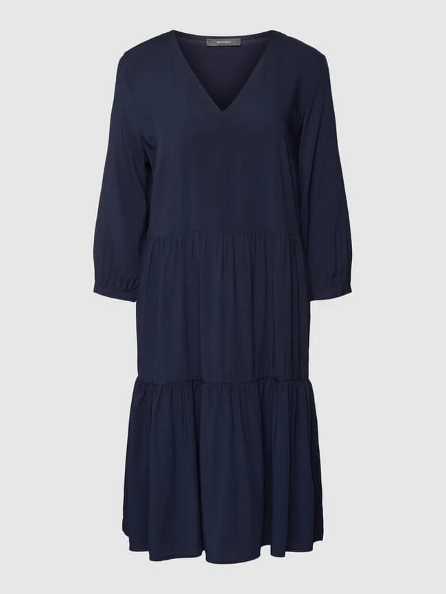 Knielanges Kleid Aus Viskose Im Stufen-Look In Dunkelblau 4 Knielanges Kleid Aus Viskose Im Stufen-Look In Dunkelblau – Bild 2