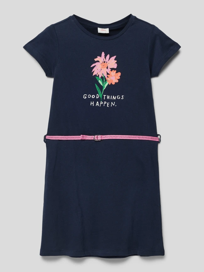 Kleid Mit Motiv-Print In Marineblau 3 Kleid Mit Motiv-Print In Marineblau