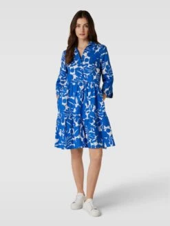 Knielanges Kleid Mit Allover-Print In Royalblau