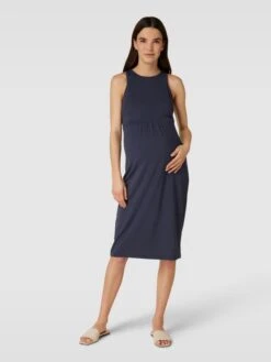 Mamalicious Knielanges Umstands-Kleid Mit Still-Funktion Modell 'IDA' In Marineblau