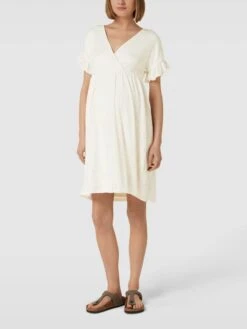 Mamalicious Umstands-Kleid Mit Lochstickerei Modell 'Dinne Tess' In Weiß