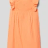 Kleid Mit Lochstickereien In Orange