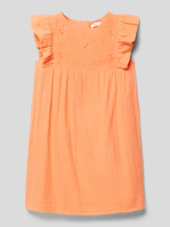 Kleid Mit Lochstickereien In Orange