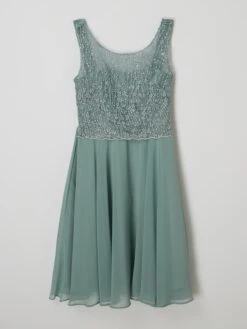 Kleid Mit Floralen Stickereien In Mint