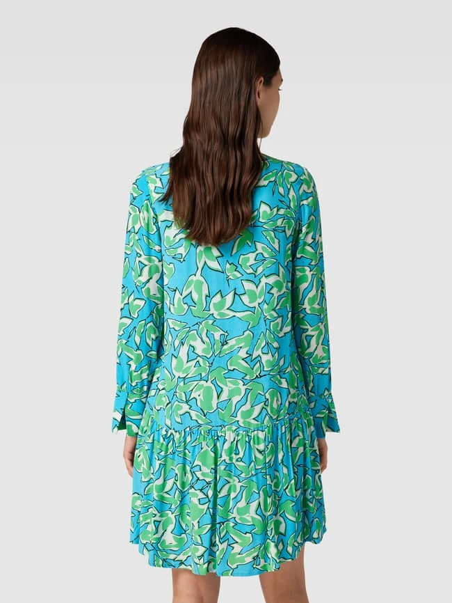 Comma Knielanges Kleid Mit Allover-Muster In Aqua Blau 7 Comma Knielanges Kleid Mit Allover-Muster In Aqua Blau – Bild 5