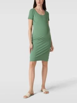 Mamalicious Knielanges Umstands-Kleid Mit Rundhalsausschnitt In Lindgrün