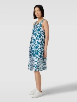 S.Oliver BLACK LABEL Knielanges Kleid Mit Allover-Muster In Petrol