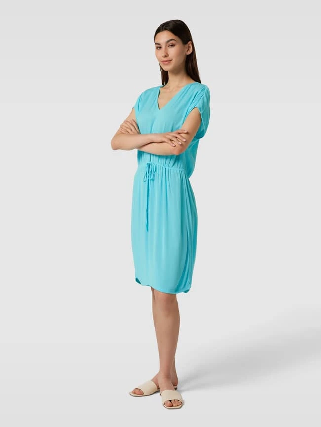 Tom Tailor Knielanges Kleid Mit V-Ausschnitt In Petrol 3 Tom Tailor Knielanges Kleid Mit V-Ausschnitt In Petrol