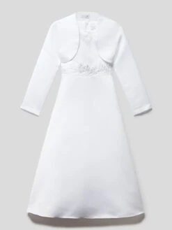 Kleid Mit Zierbesatz In Weiß