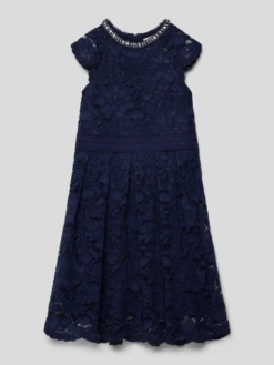 Kleid Mit Ziersteinbesatz In Marineblau