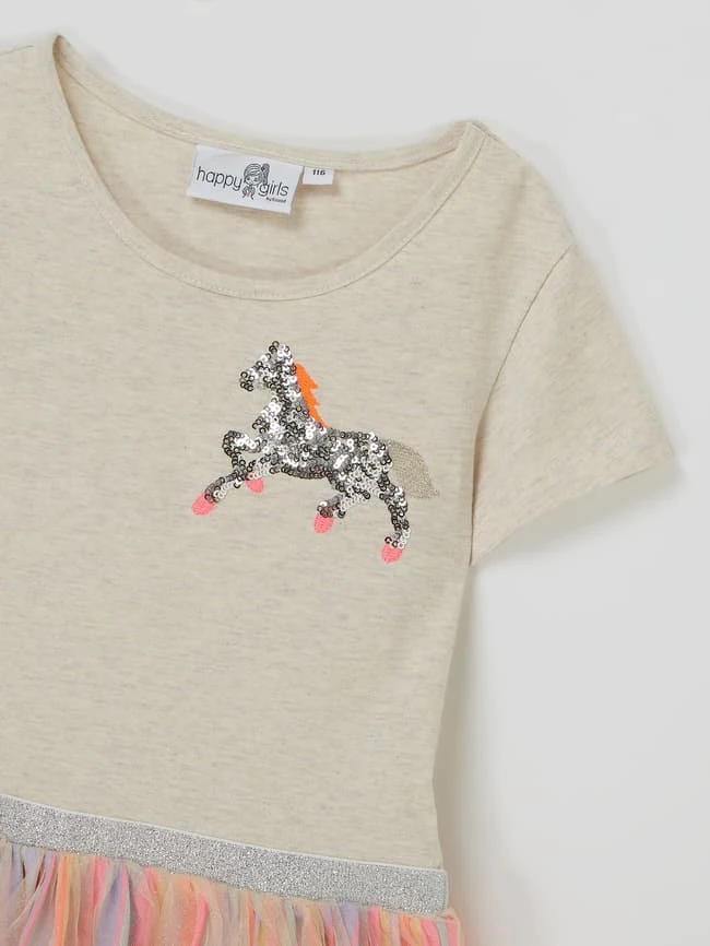 Kleid Mit Pailletten-Motiv In Sand Meliert 4 Kleid Mit Pailletten-Motiv In Sand Meliert – Bild 2