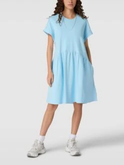 Marc O'Polo DENIM Knielanges Kleid Im Stufen-Look In Hellblau