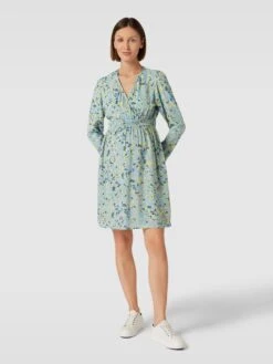 Mamalicious Knielanges Umstands-Kleid Im Wickel-Look Modell 'Renee' In Hellblau